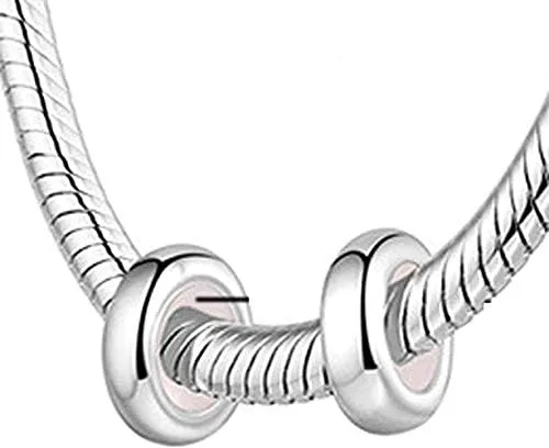 Miniatura 6 de LAMOONY Colgantes de clip de plata de ley Rondelle espaciador para pulseras (Plata), Plata esterlina