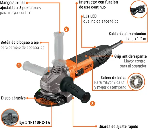 Miniatura 5 de Amoladora angular 4-1/2 ', ERGO PRO 800 W