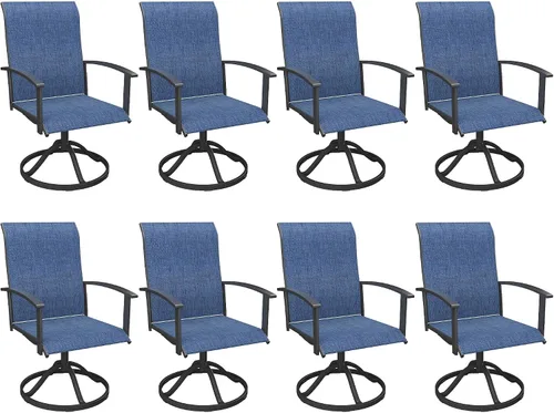 Miniatura 11 de VICLLAX Juego de 2 sillas de comedor giratorias para patio, sillas de exterior de tela de malla de textileno acolchada con reposabrazos para porche