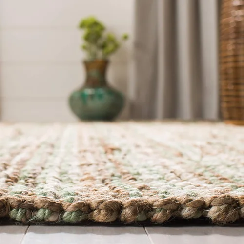 Miniatura 4 de SAFAVIEH Alfombra de área de 9 x 12 pies, colección de fibra natural, grande, salvia y marrón natural, yute hecho a mano, estilo de granja, pelo