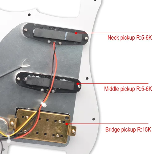 Miniatura 5 de SAPHUE - Golpeador cargado con bobina SSH para guitarra eléctrica estilo ST, con interruptor de división de bobina On/On, precableado, placa Negro
