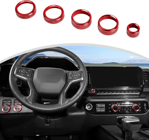 Miniatura 9 de CheroCar Cubierta de pomos de radio de CA para consola central, perilla de aire acondicionado, interruptor de botón para Chevy Silverado 2022-2023