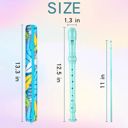 Miniatura 2 de Instrumento de flauta soprano para niños principiantes estudiantes, digitación alemana, llave C, flauta soprano de 3 piezas con varilla de limpieza