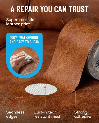 Miniatura 6 de MATCH 'N PATCH Cinta de reparación de cuero realista, duradera, fácil de aplicar, grado profesional, uso versátil, diseñada en Carolina del Norte