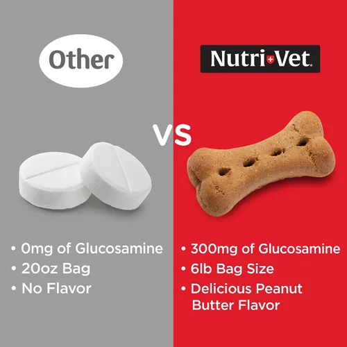 Miniatura 2 de Nutri-Vet Galletas de cadera y articulaciones para perros, suplemento de movilidad de razas grandes, 300 mg de glucosamina por golosina para perros