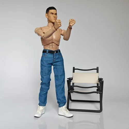 Miniatura 7 de Pantalones de soldado a escala 1/6 Jeans clásicos y modelo de cinturón para cuerpo de figura de acción masculina de 12 '' (azul)