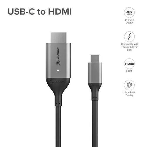 Miniatura 2 de ALOGIC Cable USB C a HDMI para oficina en casa, adaptador tipo C a HDMI, soporta 4K 60Hz; compatible con MacBook Pro/Air, iPad Pro/Air 2020, Dell