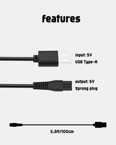 Miniatura 5 de uijino Cable de carga USB compatible con recortadora de barba Brightup, cargador de 5 V para cortapelos Brightup FK-8688T FK-8788T IPX7, afeitadora