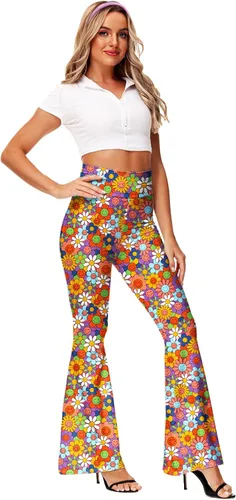 Miniatura 6 de Deerose Pantalones hippies elásticos de cintura alta para mujer