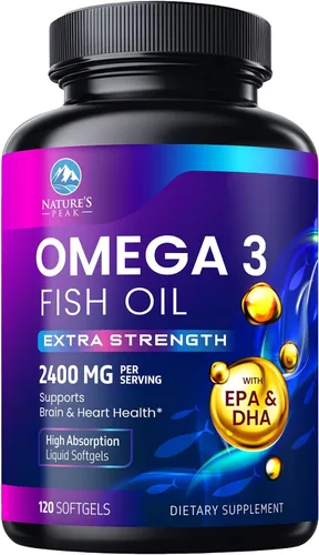 Miniatura 10 de Suplementos de aceite de pescado Omega 3 – 2400 mg de aceite de pescado por porción – Omega-3 de triple fuerza con ácidos grasos EPA y DHA – Apoyo