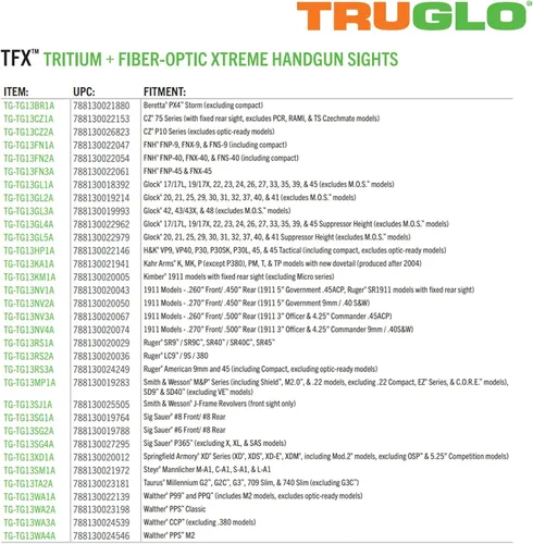 Miniatura 4 de TRUGLO TFX mira para pistola Dura, resistente a golpes, compacta, brillantemente luminosa, mira tritio y fibra óptica extrema para uso diurno