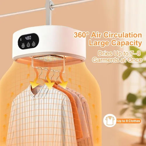 Miniatura 3 de Secador de Ropa Portátil, Secado Rápido y Silencioso - Mini Secadora Eléctrica para Ropa y Lavandería para Apartamento, Viaje y RV, con Temporizador