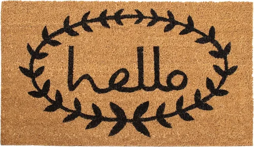 Miniatura 10 de Calloway Mills 121813048 Calico Hello Felpudo de 30 x 48 pulgadas, natural/negro
