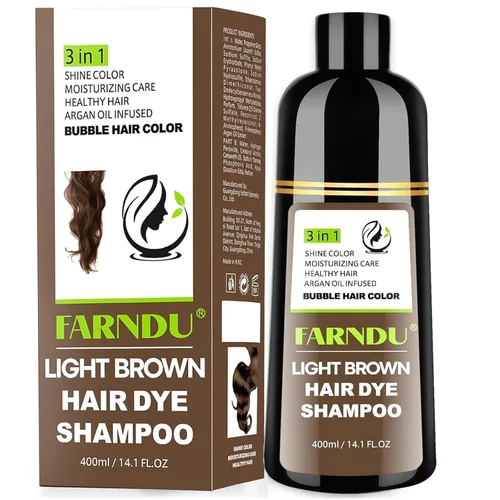 Champú para teñir el cabello Farndu, cobertura de canas Seimi, permanente, instantáneo, 3 en 1, para mujeres y hombres, color de cabello castaño
