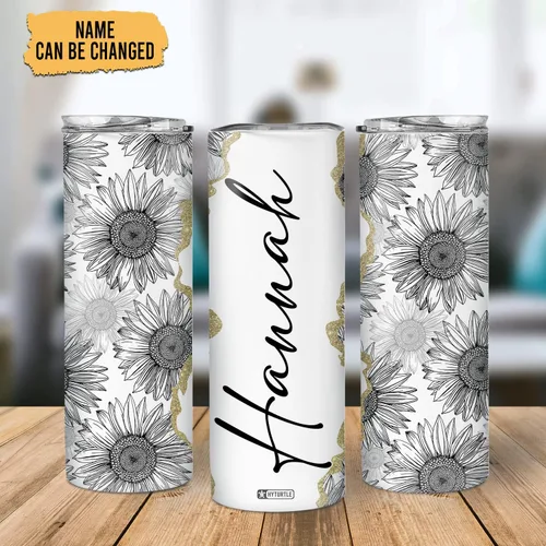 Miniatura 2 de Hyturtle Vaso delgado de girasol personalizado, regalos de cumpleaños, día de la madre, para niñas y amigas, regalos de girasol para mujeres