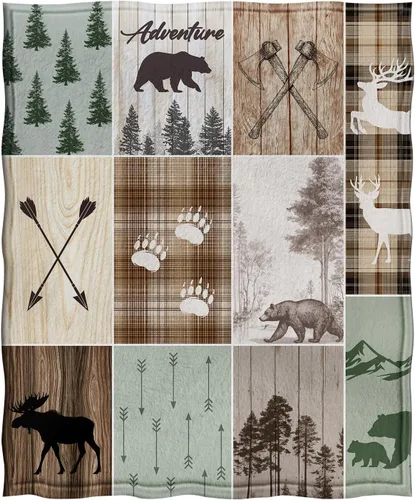Miniatura 3 de Jekeno Manta rústica de cabaña, regalos para adultos y niños, regalos de caza de animales salvajes, mantas de naturaleza de bosque para mujeres