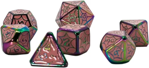 Miniatura 21 de Juego de dados de metal con escamas de dragón en color negro con caja de exhibición, perfecto para juegos, equilibrio adecuado y distribución