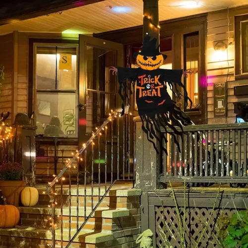 Miniatura 3 de Bandera de Jardín de Halloween para Exteriores Decoraciones al Aire Libre Impresas Doble Cara, Calabaza Fantasma Banderas de Patio para Invierno