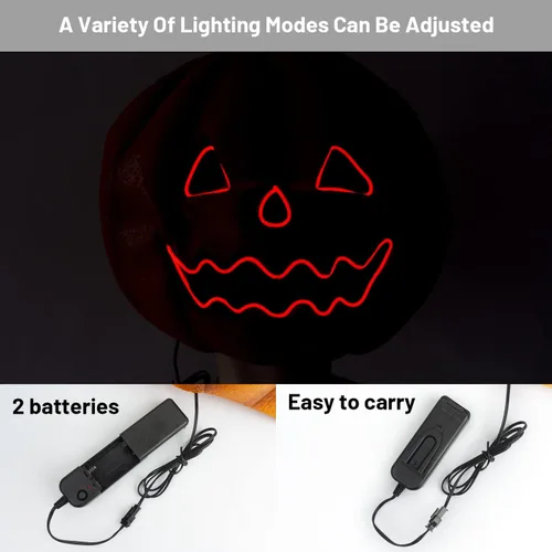Miniatura 4 de PartyHop Máscara de calabaza con luz LED, máscara de cabeza completa, disfraz de calabaza para fiesta de disfraces de Halloween
