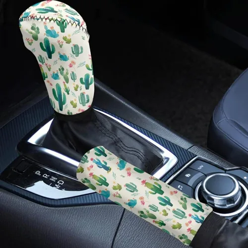 Miniatura 23 de Juego de 2 piezas set de accesorios interiores para coche, para las mujeres, hombres; cubierta de palanca de cambios/freno de mano, personalizada