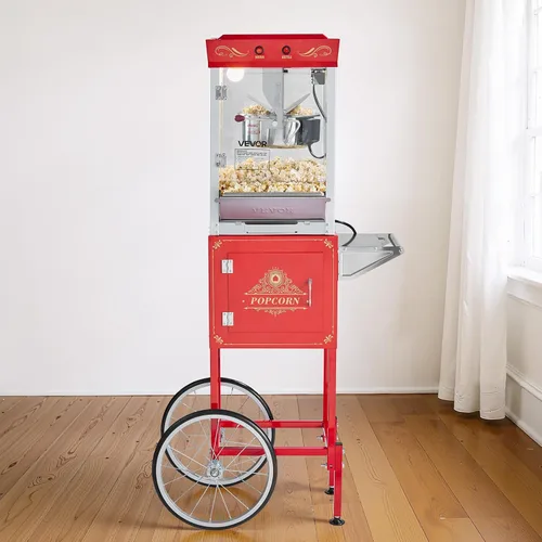 Miniatura 8 de VEVOR Máquina de palomitas de maíz con carro, hervidor de acero inoxidable de 8 onzas, máquina comercial de palomitas de maíz de 800 W, 48 tazas por