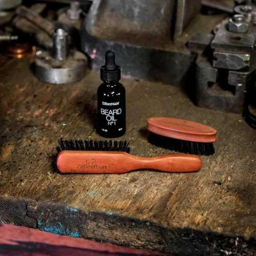 Miniatura 4 de ZilberHaar, cepillo de cerdas de jabalí y firmeza natural puras para barba. Cepillo de madera de peral, funciona con todos los bálsamos y aceites