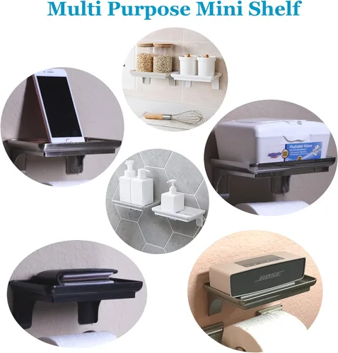 Miniatura 3 de Wonder Shelf - Estante pequeño autoadhesivo de plástico para pared de baño, se adapta sobre el soporte de papel higiénico, diseñado para teléfonos