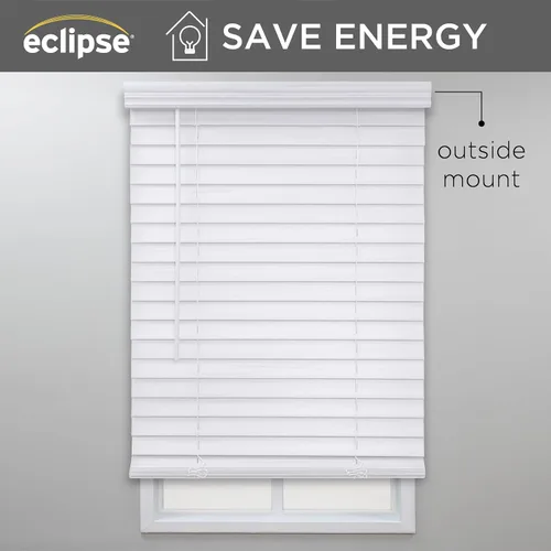 Miniatura 6 de Eclipse Persianas de madera falsa de 2 pulgadas, 33 x 72 pulgadas (ancho x largo) en blanco - Persianas sin cordón, certificadas como seguras