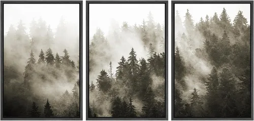 Miniatura 74 de SIGNWIN Conjunto de arte de pared de lienzo enmarcado, acuarela pastel, cielo de nubes rosas, colina verde del campo, naturaleza, vida silvestre