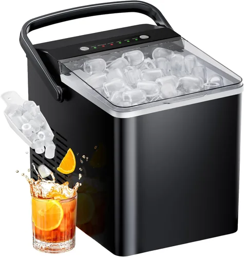 Máquina de hielo para encimera, máquina de hielo con tanque de agua autolimpiante de 1.8 L, cesta de hielo grande, máquina de hielo portátil que