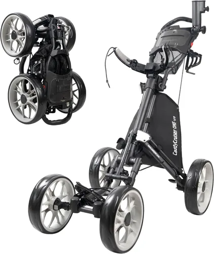 Miniatura 8 de CaddyTek - Carrito de golf con 4 ruedas, Caddy Cruiser One versión 8 1, plegable con un clic, ligero, carrito de caddie, compacto, fácil de abrir