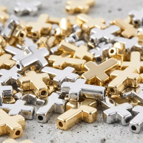 Miniatura 6 de OIIKI 60 cuentas de cruz para pulseras, dijes de cruz de plástico, cuentas religiosas, mini crucifijo suelto, espaciador, suministros de bricolaje