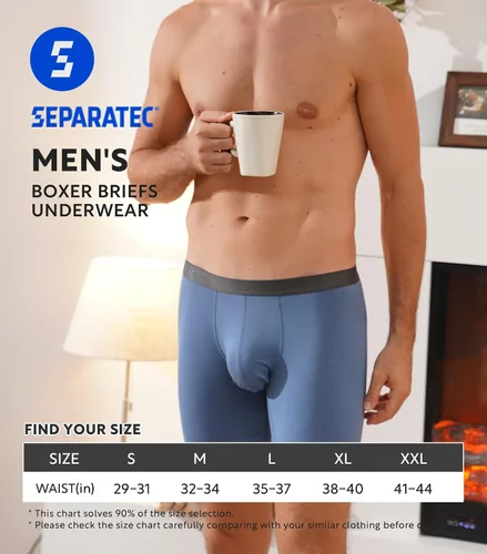 Miniatura 8 de Separatec Calzoncillos tipo bóxer para hombre con bolsa de bola, transpirable, rayón refrescante, hecho de ropa interior de bambú, paquete de 3 o 6