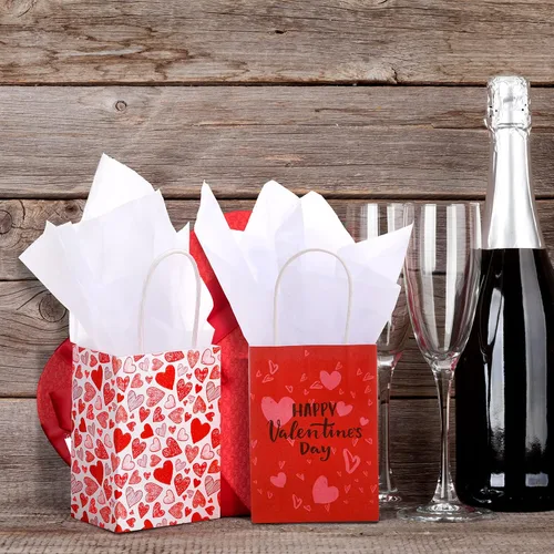 Miniatura 5 de Spakon 16 bolsas de regalo para el día de San Valentín, bolsas de regalo de papel de San Valentín con asas, bolsa para tarjetas, galentinas, regalo