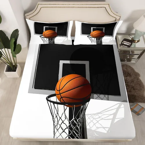 Miniatura 10 de Erosebridal Sábana bajera ajustable con estampado de fútbol, tamaño individual, para niños y niñas, juego de ropa de cama de juegos de pelota, funda