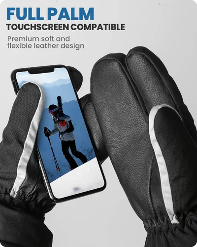 Miniatura 5 de OutdoorMaster Guantes de esquí para hombres y mujeres, guantes de nieve de 3 dedos, guantes de snowboard con pantalla táctil completa, guantes