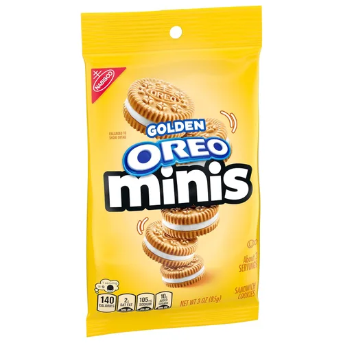 Miniatura 13 de Galletas OREO Minis tipo sándwich doradas, 12 bolsas de 3 oz
