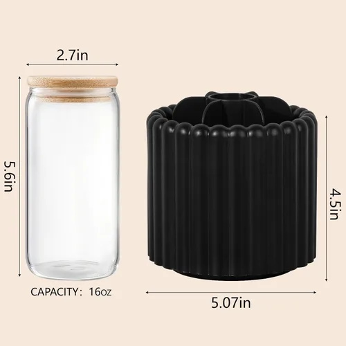 Miniatura 7 de Anyoifax Organizador de brochas de maquillaje giratorio en 360 grados con 7 ranuras, organizador de brochas de maquillaje extraíble, soporte