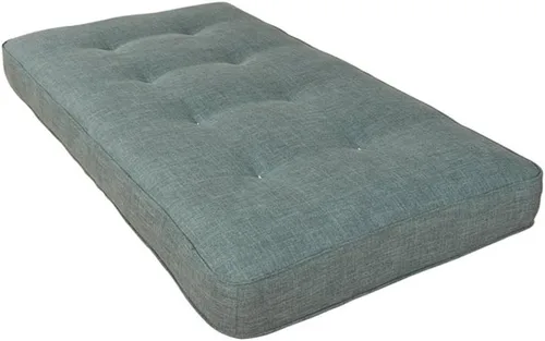 Kodiak Furniture Colchón de resortes boho de 8 pulgadas tamaño individual para litera/día/nido, lino aguamarina, marco no incluido Lino Aqua