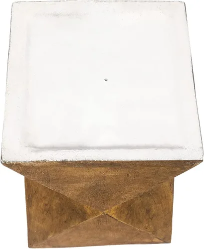 Miniatura 8 de Adeco Taburete de hormigón, mesa auxiliar de patio, mesa auxiliar decorativa para jardín, mesitas de noche, soporte para plantas, mesa de centro