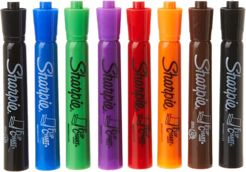 SHARPIE 22478 marcadores de rotafolios, punta de viñeta, los colores pueden variar, 8 unidades, los colores pueden variar (caja)