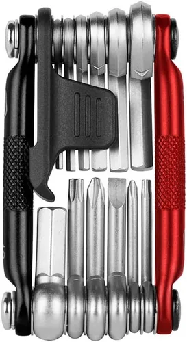 Miniatura 15 de Crankbrothers Herramienta multiherramienta M 5 para bicicleta, multiherramienta MTB negro y rojo, 5 herramientas de bicicleta (herramienta 5 en 1)