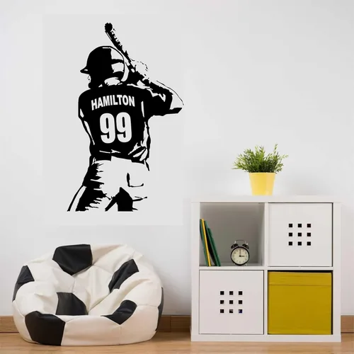 Miniatura 2 de Calcomanía de pared de jugador de béisbol personalizada extra grande, elige tu nombre y números, calcomanías de vinilo para decoración de dormitorio