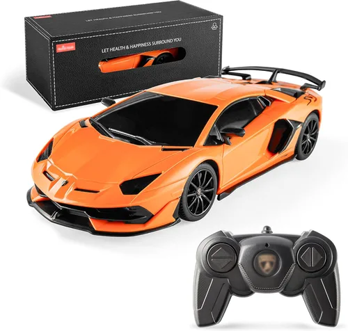 BEZGAR Auto a control remoto con licencia RC, auto de juguete Lambo a escala 1:24 para niños, modelo Lambo Aventador SVJ a control remoto eléctrico