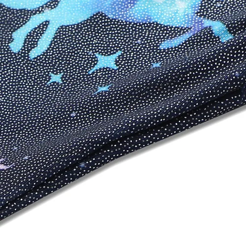 Miniatura 194 de HOZIY - Leotardos de gimnasia con pantalones cortos brillantes para niñas pequeñas; estampados de unicornio, aurora, arco iris, sirena, dinosaurio