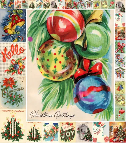 FLONZ - Papel para decoupage, paquete de papel (35 hojas de 6 x 8 pulgadas), tarjetas con diseño vintage de decoraciones para Navidad para color