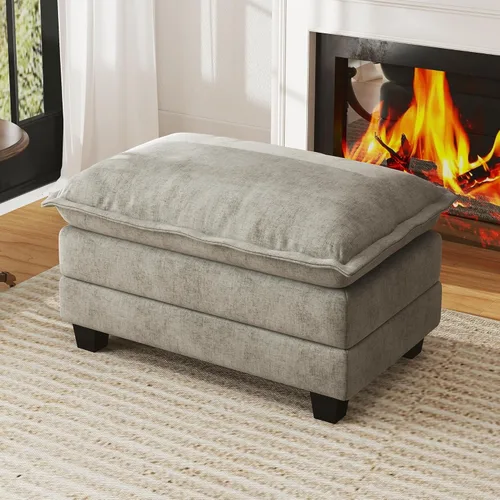 Miniatura 35 de WorthFurni Sofá Seccional Modular de 111.4", Sofá de Nube en Forma de U con 2 Otomanas Móviles, Cómodo Sofá de Chenille de Asiento Profundo