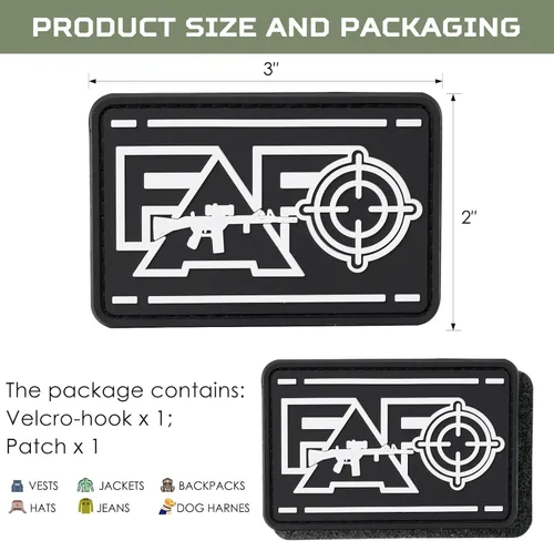 Miniatura 4 de OCQOTAT FAFO - Parches tácticos con gancho y bucle, con protección de PVC para joder y descubrir, divertido parche para chaleco, mochilas, Black