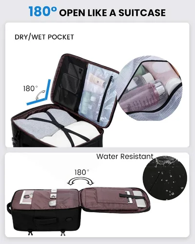 Miniatura 5 de LOVEVOOK Peersonal - Mochila de viaje extra grande de 40 L, bolsa de artículos Peersonal aprobada por vuelo, resistente al agua, mochila de 17 Azul