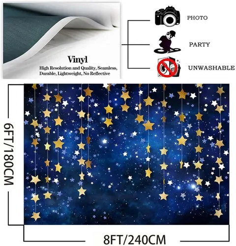 Miniatura 5 de Twinkle Twinkle Littler - Telones de fondo de estrellas pequeñas con purpurina dorada y estrellas pequeñas, fondo de fotografía de estrellas